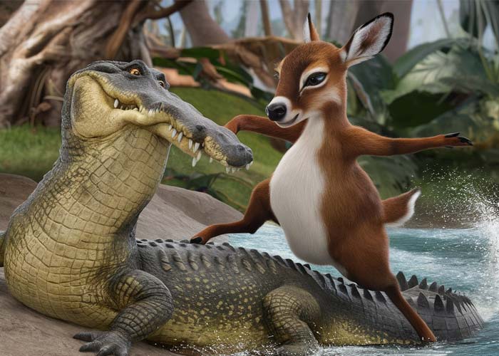 Mouse-deer and crocodile